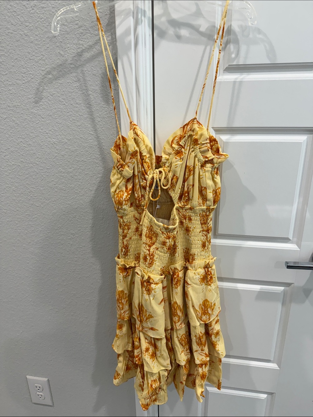 Sabo Yellow Floral Ruffle Sundress - Spaghetti Strap Summer Dress